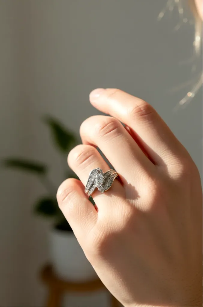 A 14-carat white Gold and Diamond ring