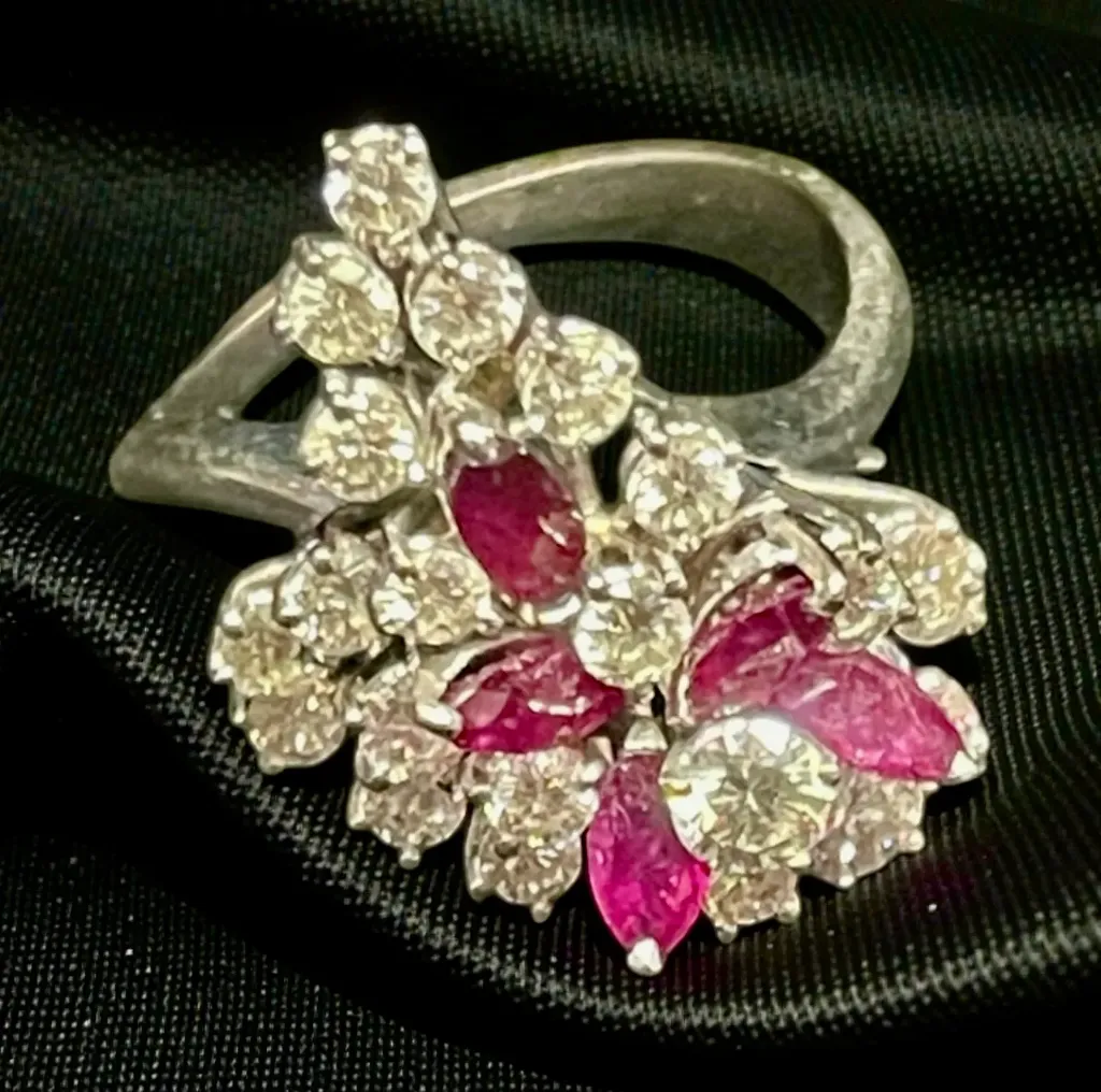 An 18-carat white Gold, Ruby and Diamond dress ring
